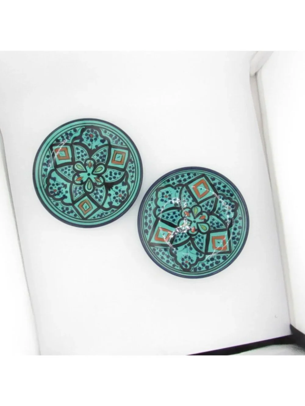 Set Pottery Barn Green / turquoise Kasara Moroccan Mosaic Salad Appetizer Plates